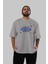 Brazilia Ön Baskılı Gri Oversize T-Shirt Unisex Erkek Kadın Bisiklet Yaka 5
