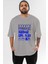 Summer Paradise Ön Baskılı Gri Oversize T-Shirt Unisex Erkek Kadın Bisiklet Yaka 1