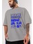 Summer Paradise Ön Baskılı Gri Oversize T-Shirt Unisex Erkek Kadın Bisiklet Yaka 3