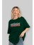 Unutmayın Ki Bana Hiç Bişi Ön Baskılı Zümrüt Yeşili Oversize T-Shirt Erkek Kadın Bisiklet Yaka 4