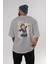 Mako Mankanshoku 1 Anime Arka Baskılı Gri Oversize T-Shirt %100 Pamuk Erkek Kadın 4