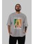 Mcgregor Pharaoh Ön Baskılı Gri Oversize T-Shirt Unisex Erkek Kadın Bisiklet Yaka 5