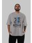 The Luxury Centre Japan Ön Baskılı Gri Oversize T-Shirt Unisex Erkek Kadın Bisiklet Yaka 5