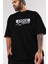 Stock Ta Kalmadı Ön Baskılı Siyah Oversize T-Shirt Erkek Kadın Bisiklet Yaka 3
