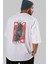 King Streetwear Arka Baskılı Beyaz Oversize T-Shirt Erkek Kadın Bisiklet Yaka 1
