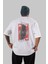 King Streetwear Arka Baskılı Beyaz Oversize T-Shirt Erkek Kadın Bisiklet Yaka 3
