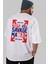 Kill Savage Arka Baskılı Beyaz Oversize T-Shirt Erkek Kadın Bisiklet Yaka 4