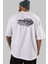 Hotrod Arka Baskılı Beyaz Oversize T-Shirt Erkek Kadın Bisiklet Yaka 5