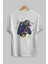 Astroskull Saxophonist Arka Baskılı Beyaz Oversize T-Shirt Erkek Kadın Bisiklet Yaka 2