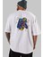 Astroskull Saxophonist Arka Baskılı Beyaz Oversize T-Shirt Erkek Kadın Bisiklet Yaka 3