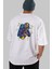 Astroskull Saxophonist Arka Baskılı Beyaz Oversize T-Shirt Erkek Kadın Bisiklet Yaka 4