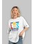 Los Angeles Ön Baskılı Beyaz Oversize T-Shirt Erkek Kadın Bisiklet Yaka 2