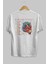 Karasu Tengu Arka Baskılı Beyaz Oversize T-Shirt Erkek Kadın Bisiklet Yaka 3