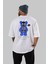Be Happy Bear Arka Baskılı Beyaz Oversize T-Shirt Erkek Kadın Bisiklet Yaka 2