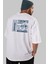 Toronto Arka Baskılı Beyaz Oversize T-Shirt Erkek Kadın Bisiklet Yaka 4