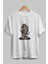 Gorilla Rock Star Ön Baskılı Beyaz Oversize T-Shirt Erkek Kadın Bisiklet Yaka 2