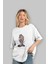 Gorilla Rock Star Ön Baskılı Beyaz Oversize T-Shirt Erkek Kadın Bisiklet Yaka 3