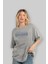 Reykjavik Ön Baskılı Gri Oversize T-Shirt Unisex Erkek Kadın Bisiklet Yaka 4