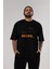 Do More Yazılı Ön Baskılı Siyah Oversize T-Shirt Erkek Kadın Bisiklet Yaka 1