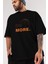 Do More Yazılı Ön Baskılı Siyah Oversize T-Shirt Erkek Kadın Bisiklet Yaka 2