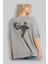 Warrior Panda Arka Baskılı Gri Oversize T-Shirt Unisex Erkek Kadın Bisiklet Yaka 3