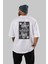 Stormtrooper Playing Card Arka Baskılı Beyaz Oversize T-Shirt Erkek Kadın Bisiklet Yaka 1