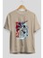 Monkey D. Luffy Gear5 2 Anime Ön Baskılı Bej Oversize T-Shirt Erkek Kadın 2