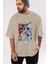 Monkey D. Luffy Gear5 2 Anime Ön Baskılı Bej Oversize T-Shirt Erkek Kadın 5
