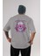 Rebel Squad Arka Baskılı Gri Oversize T-Shirt Unisex Erkek Kadın Bisiklet Yaka 1