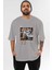 Wild Passion Ön Baskılı Gri Oversize T-Shirt Unisex Erkek Kadın Bisiklet Yaka 1