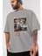 Wild Passion Ön Baskılı Gri Oversize T-Shirt Unisex Erkek Kadın Bisiklet Yaka 3