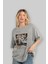 Wild Passion Ön Baskılı Gri Oversize T-Shirt Unisex Erkek Kadın Bisiklet Yaka 4