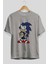 The Blue Hedgehog Ön Baskılı Gri Oversize T-Shirt Unisex Erkek Kadın Bisiklet Yaka 2