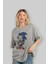 The Blue Hedgehog Ön Baskılı Gri Oversize T-Shirt Unisex Erkek Kadın Bisiklet Yaka 4