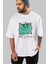 Love Is Divine Bear Ön Baskılı Beyaz Oversize T-Shirt Erkek Kadın Bisiklet Yaka 1