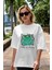 Love Is Divine Bear Ön Baskılı Beyaz Oversize T-Shirt Erkek Kadın Bisiklet Yaka 2