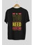 All You Need Is Love Arka Baskılı Siyah Oversize T-Shirt Erkek Kadın Bisiklet Yaka 2