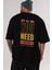 All You Need Is Love Arka Baskılı Siyah Oversize T-Shirt Erkek Kadın Bisiklet Yaka 3