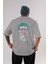 Joker 1 Arka Baskılı Gri Oversize T-Shirt Bisiklet Yaka Pamuk Erkek Kadın 1