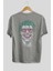 Joker 1 Arka Baskılı Gri Oversize T-Shirt Bisiklet Yaka Pamuk Erkek Kadın 2