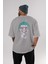 Joker 1 Arka Baskılı Gri Oversize T-Shirt Bisiklet Yaka Pamuk Erkek Kadın 4