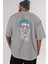 Joker 1 Arka Baskılı Gri Oversize T-Shirt Bisiklet Yaka Pamuk Erkek Kadın 5