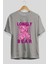 Lonely Bear Ön Baskılı Gri Oversize T-Shirt Unisex Erkek Kadın Bisiklet Yaka 2