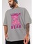 Lonely Bear Ön Baskılı Gri Oversize T-Shirt Unisex Erkek Kadın Bisiklet Yaka 3