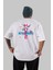 Hope Arka Baskılı Beyaz Oversize T-Shirt Erkek Kadın Bisiklet Yaka 3