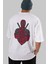 Dead Red Arka Baskılı Beyaz Oversize T-Shirt Erkek Kadın Bisiklet Yaka 4