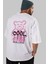 Cool Bear Arka Baskılı Beyaz Oversize T-Shirt Erkek Kadın Bisiklet Yaka 3