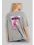 Freedom Spirit Brooklyn Arka Baskılı Gri Oversize T-Shirt Unisex Erkek Kadın Bisiklet Yaka 3