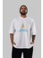 Summer Sunset Paradise Ön Baskılı Beyaz Oversize T-Shirt Erkek Kadın Bisiklet Yaka 4