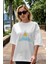 Summer Sunset Paradise Ön Baskılı Beyaz Oversize T-Shirt Erkek Kadın Bisiklet Yaka 5
